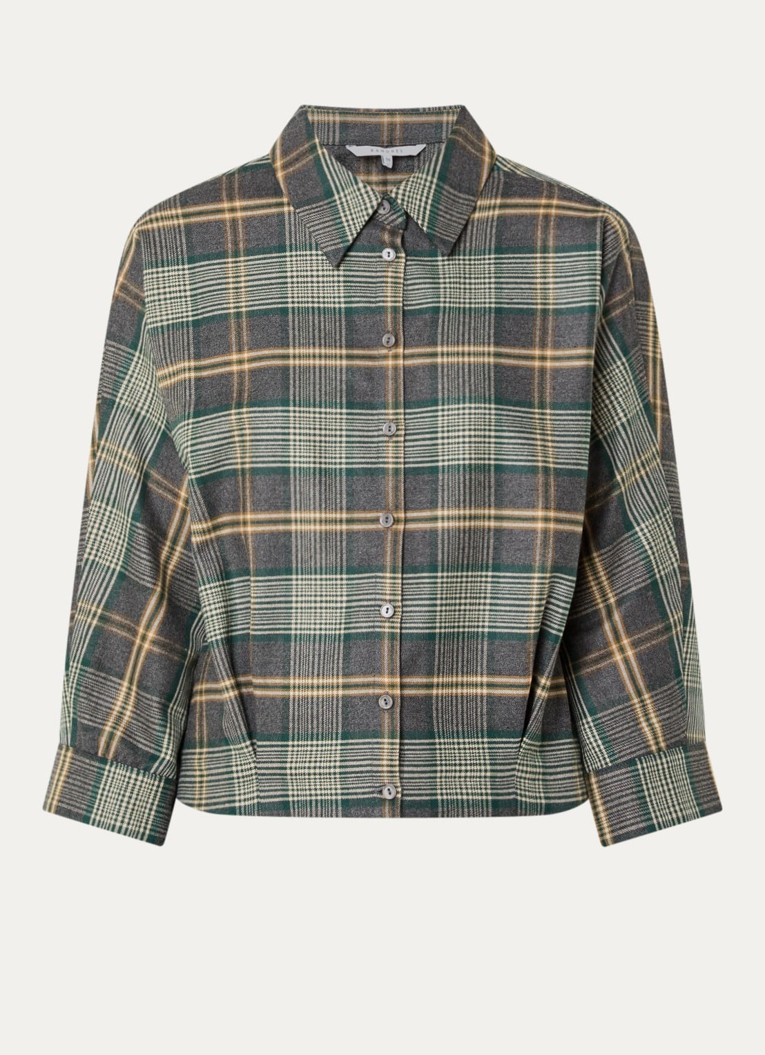 Xandres Hilou blouse met ruitdessin - voorkant groen