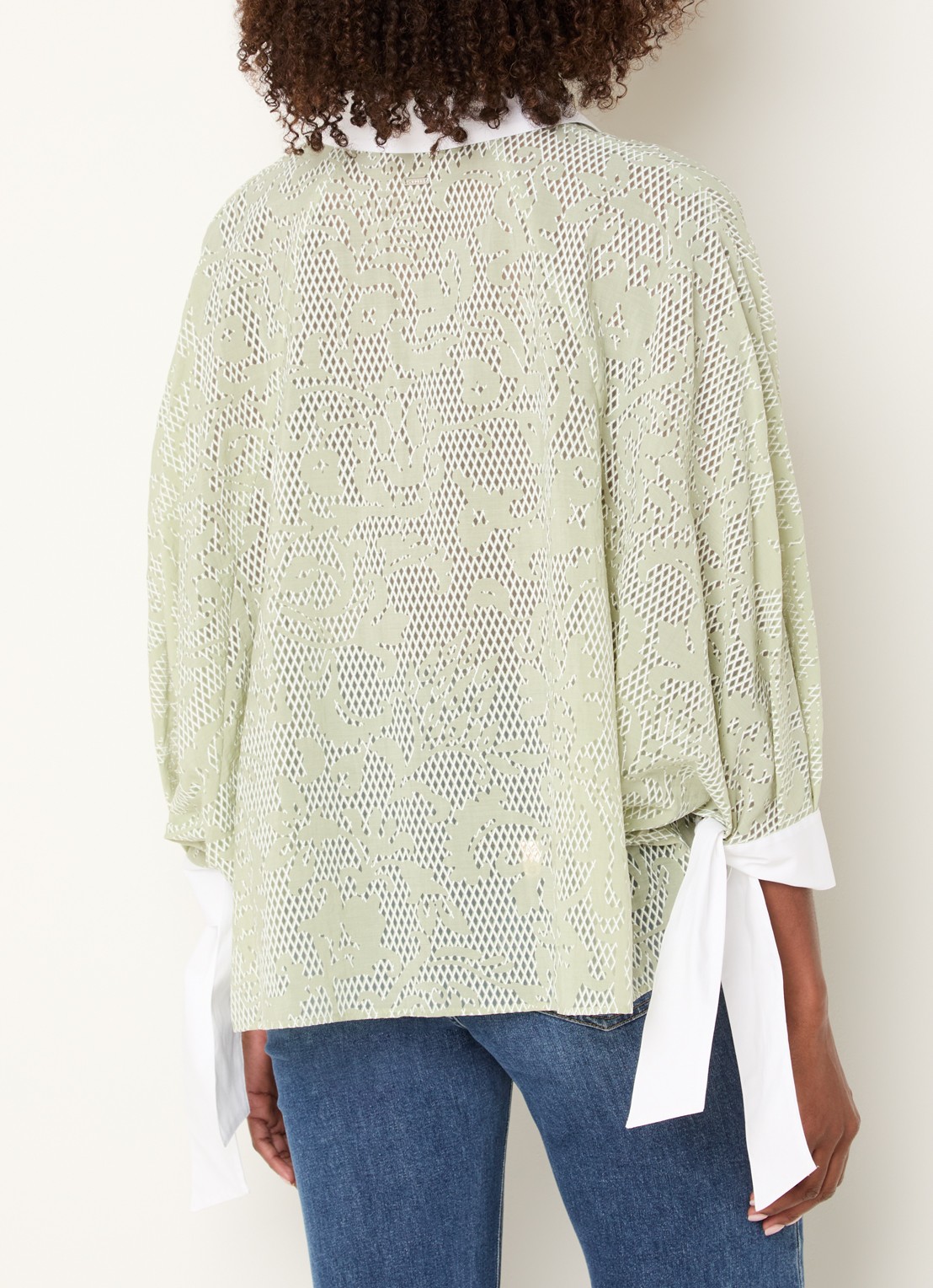 Xandres Hirina blouse met print - achterkant lindegroen