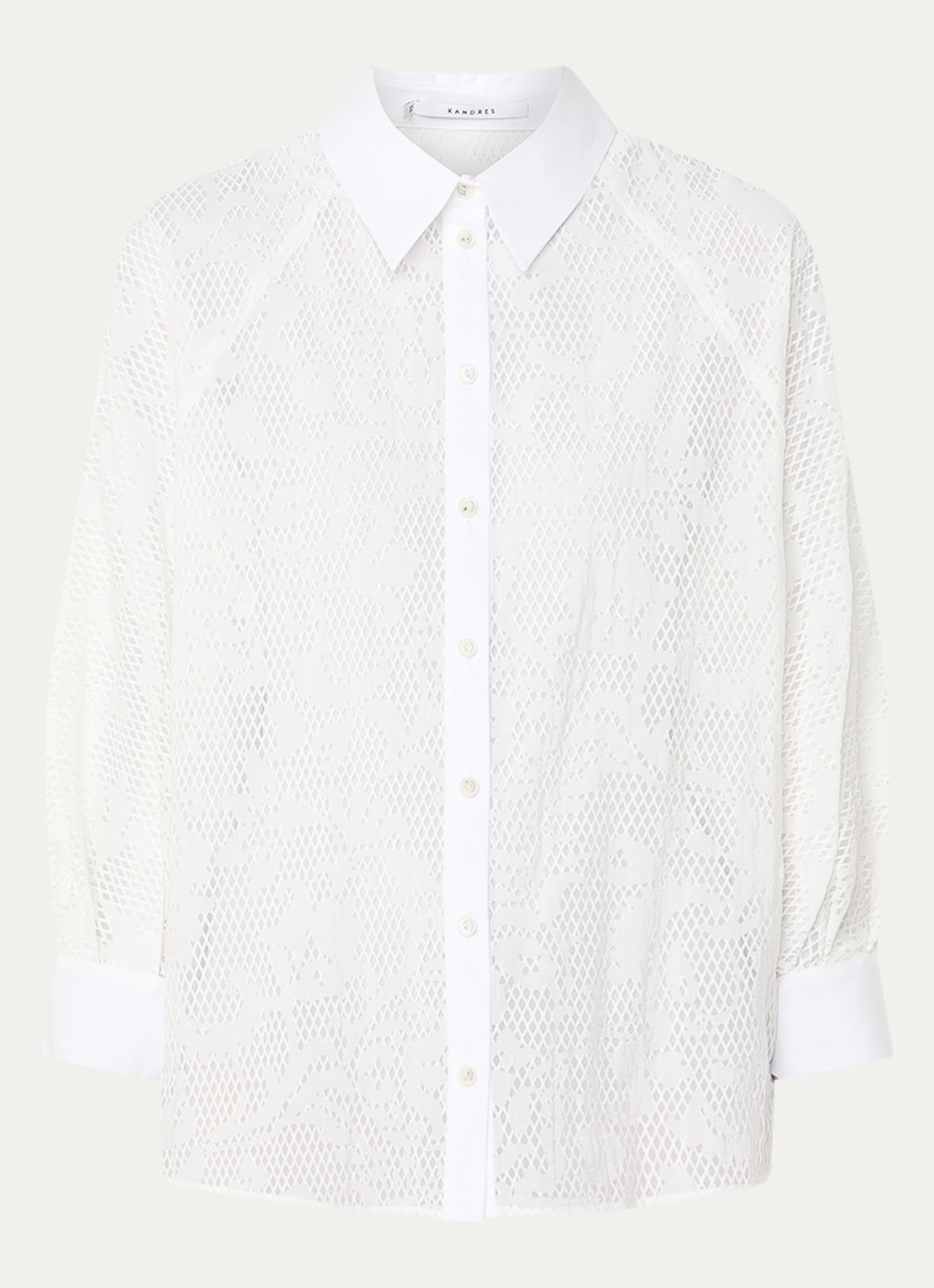 Xandres Hirina semi-transparante blouse met vlindermouw - voorkant 3 wit