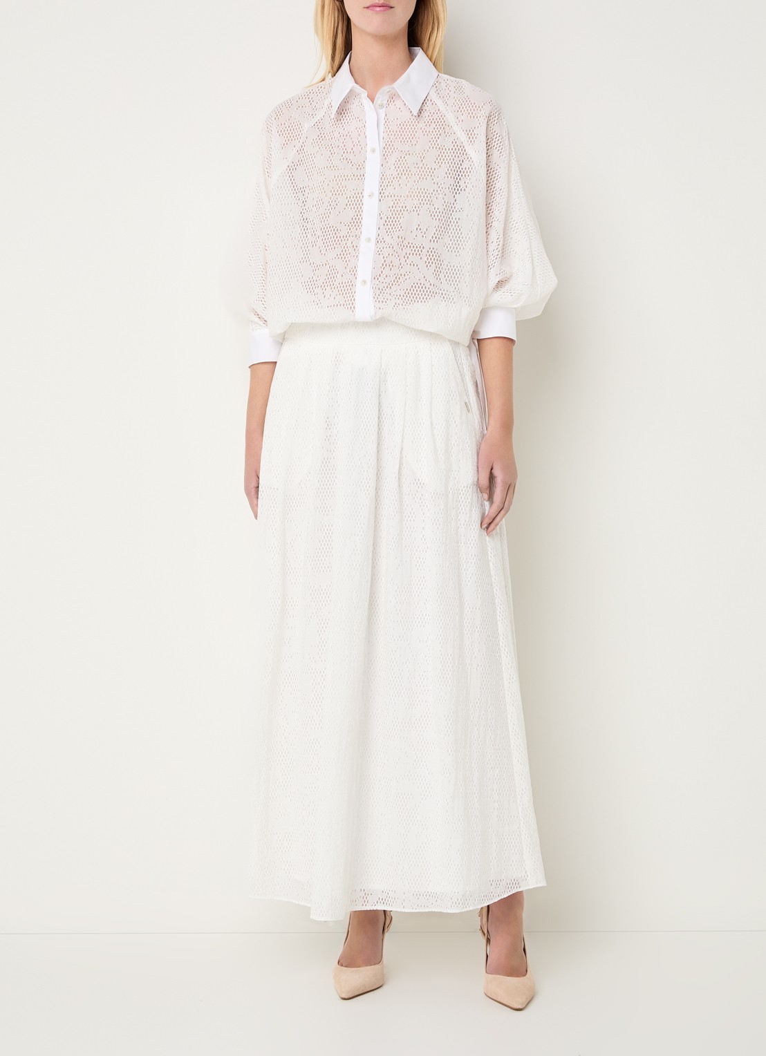 Xandres Hirina semi-transparante blouse met vlindermouw - voorkant 4 wit
