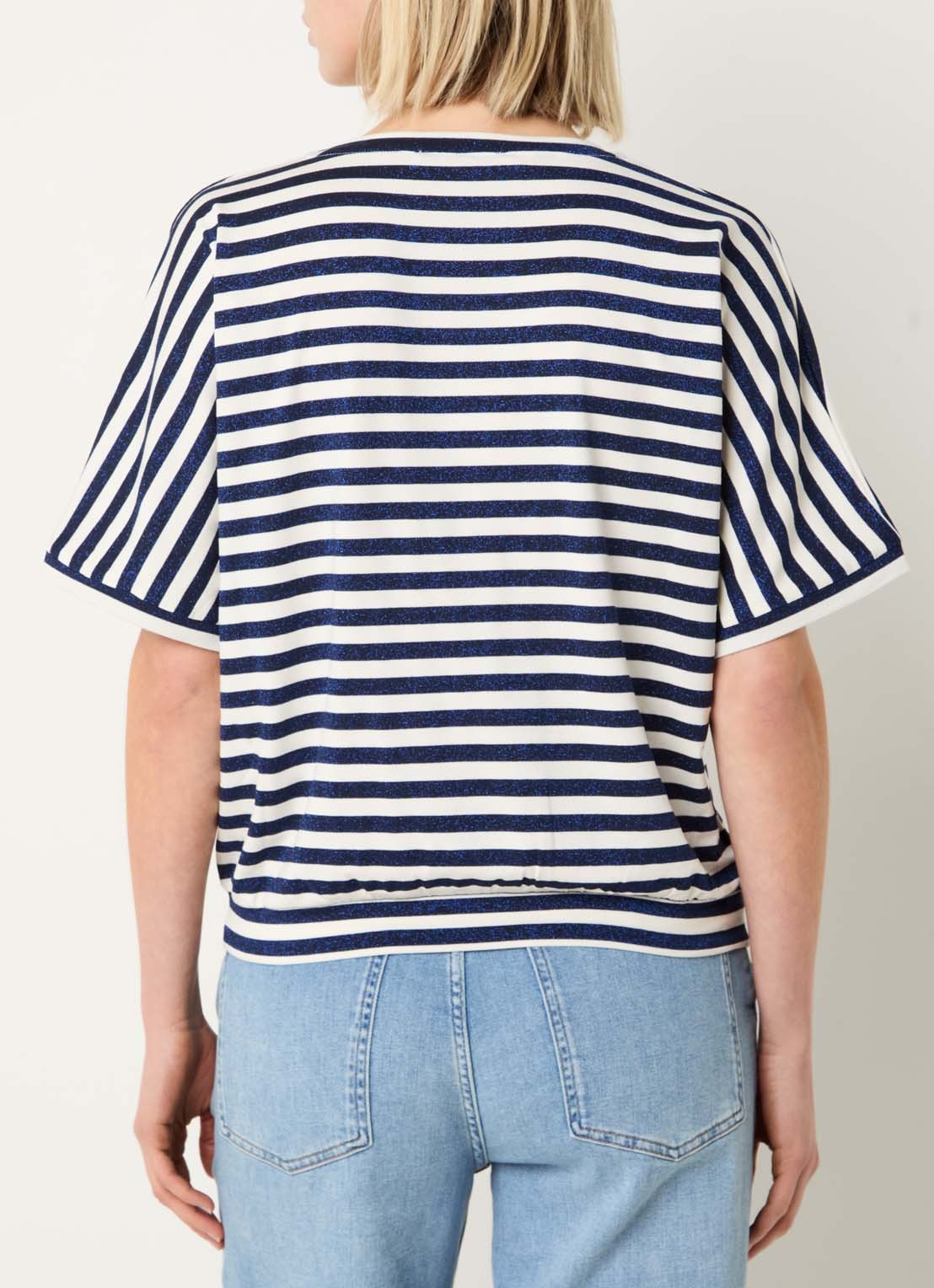 Xandres Hirokar T-shirt met lurex en streepprint - achterkant donkerblauw