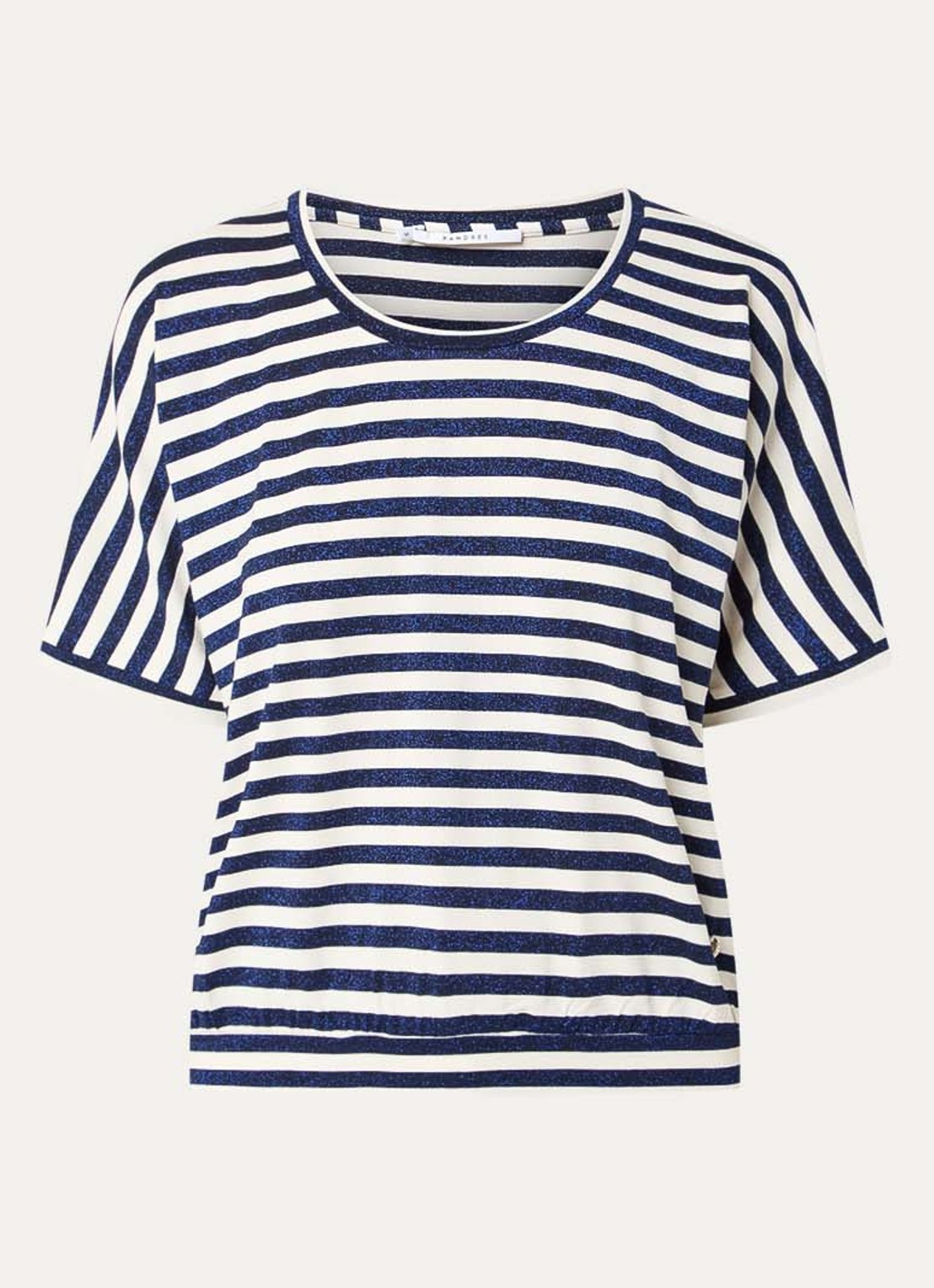 Xandres Hirokar T-shirt met lurex en streepprint - voorkant 2 donkerblauw