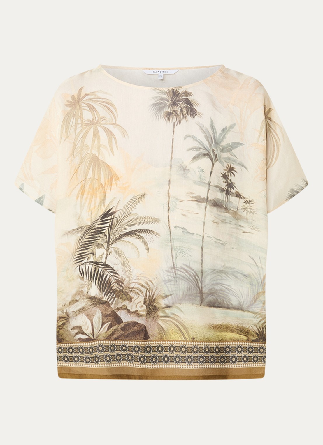 Xandres Holo blouse in linnenblend met print - voorkant vanillegeel