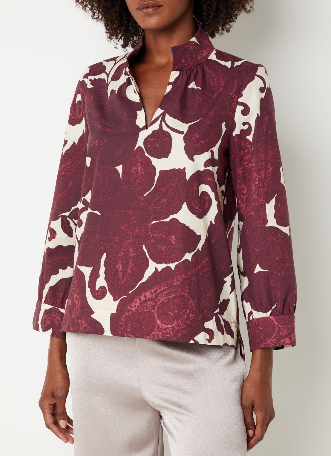 Xandres Hulen tuniek met print - detail 4 aubergine