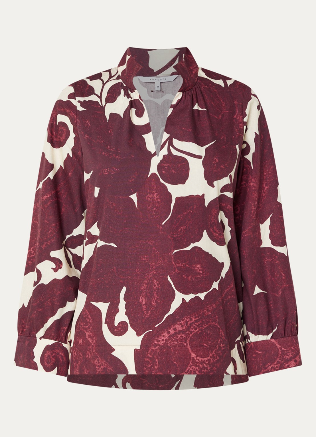 Xandres Hulen tuniek met print - voorkant aubergine