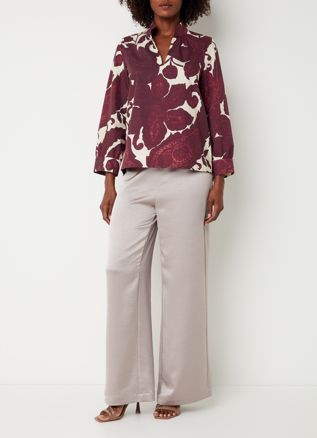 Xandres Hulen tuniek met print - voorkant 2 aubergine