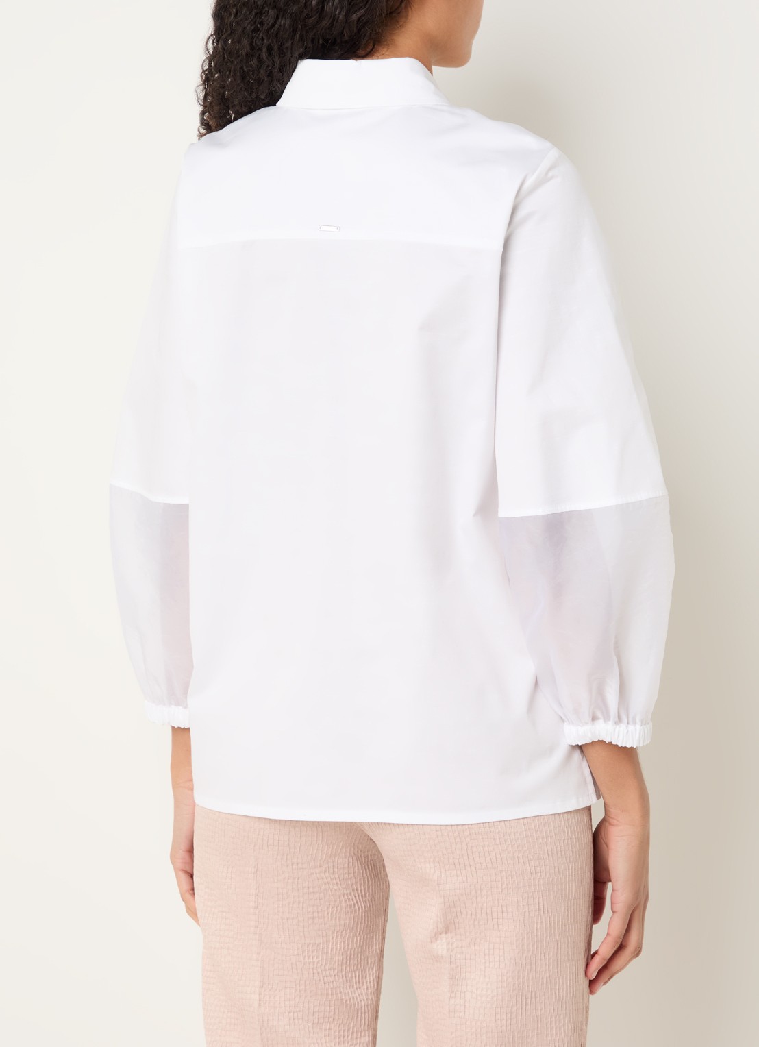 Xandres Hyran blouse met semi-transparante ballonmouw - achterkant 4 wit