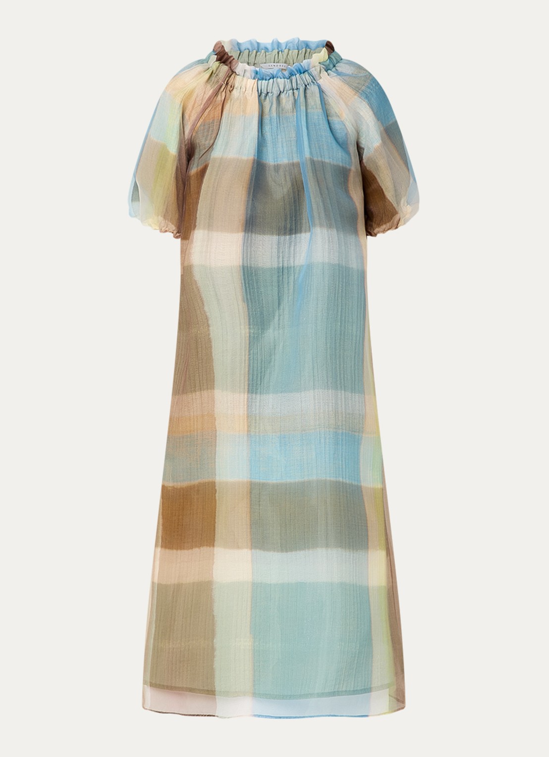 Xandres Katari oversized maxi jurk met colour blocking - voorkant staalblauw