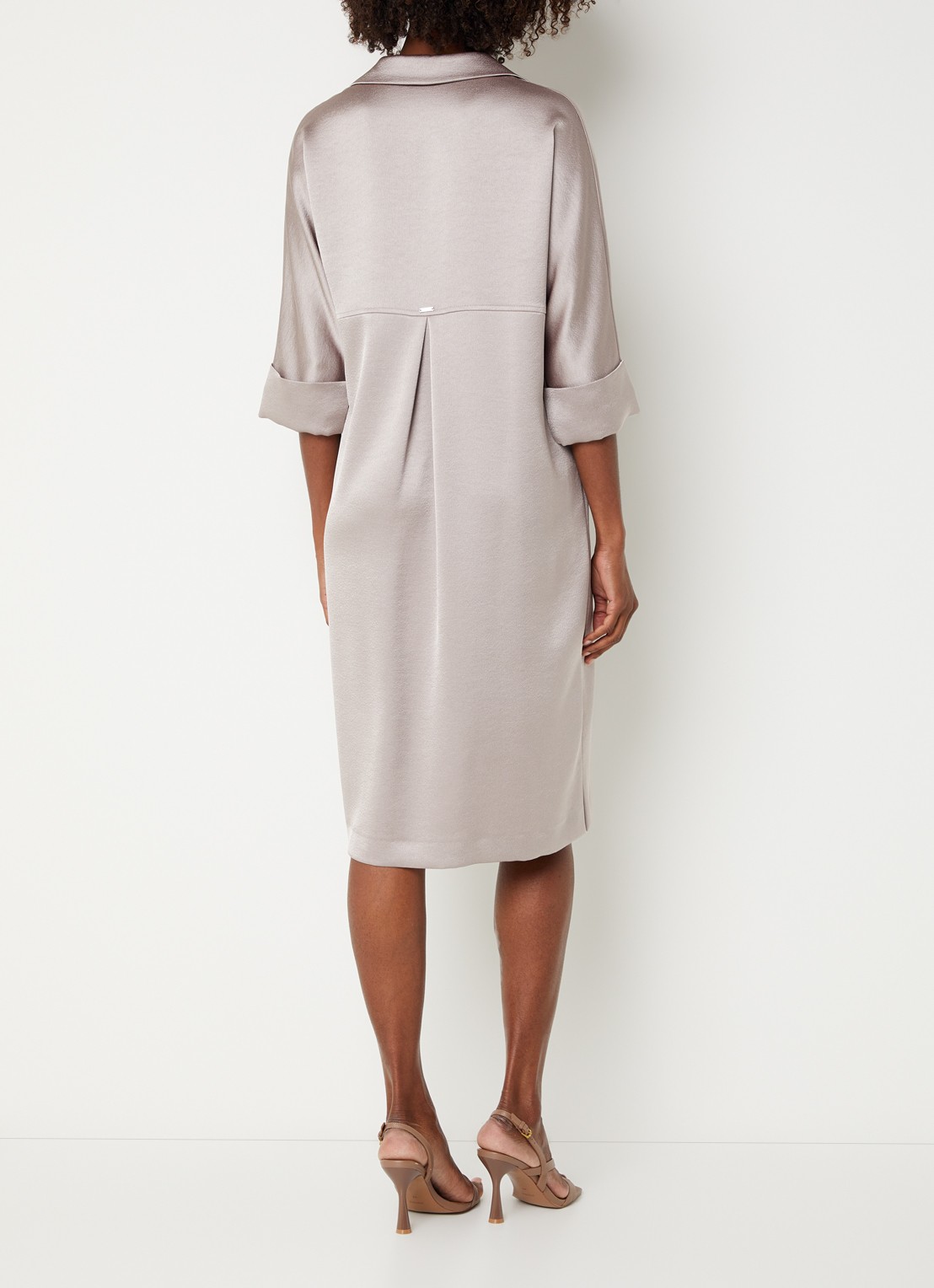 Xandres Kenano midi jurk met V-hals - achterkant 2 creme