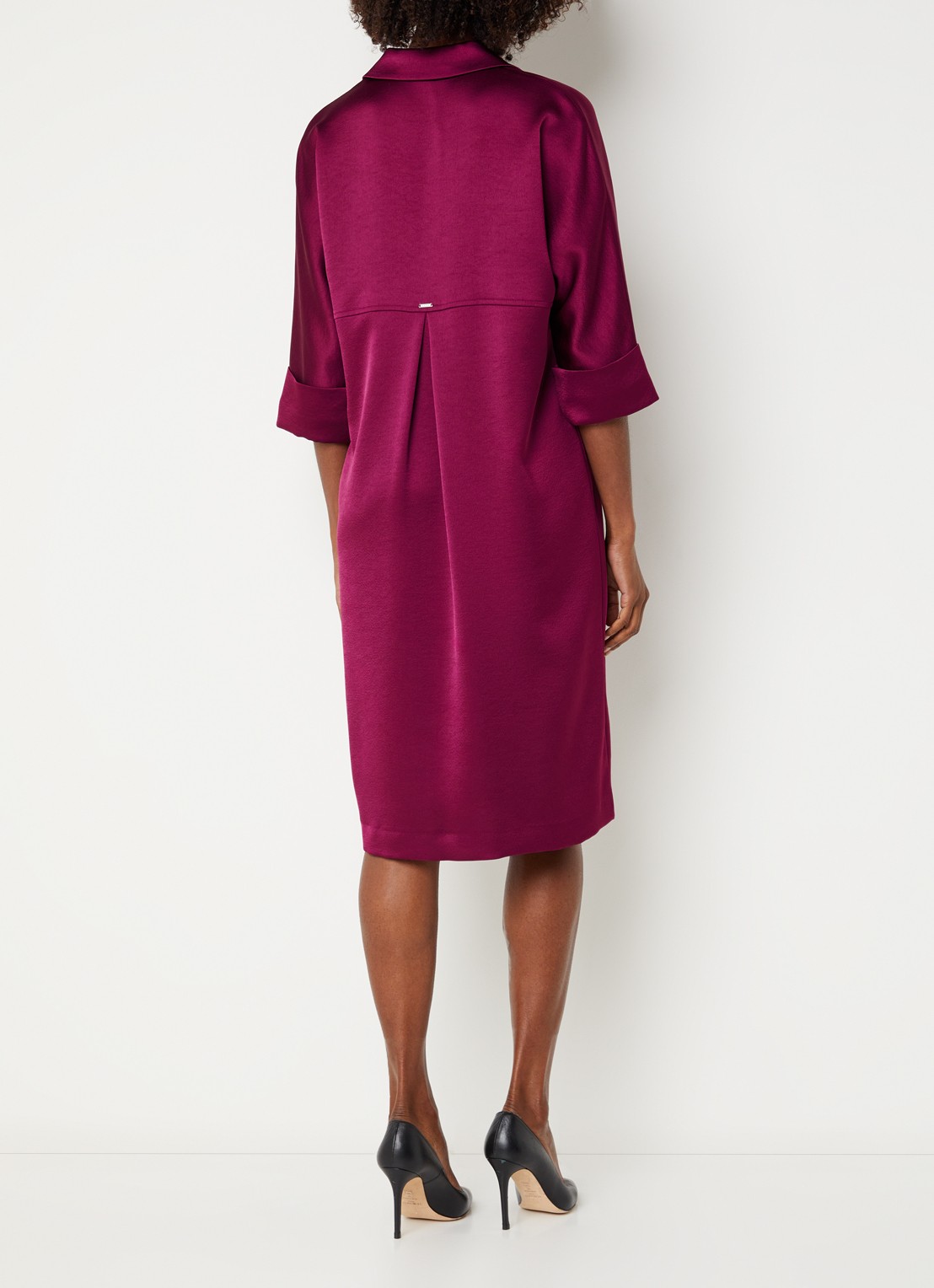 Xandres Kenano midi jurk met V-hals - achterkant 2 paars