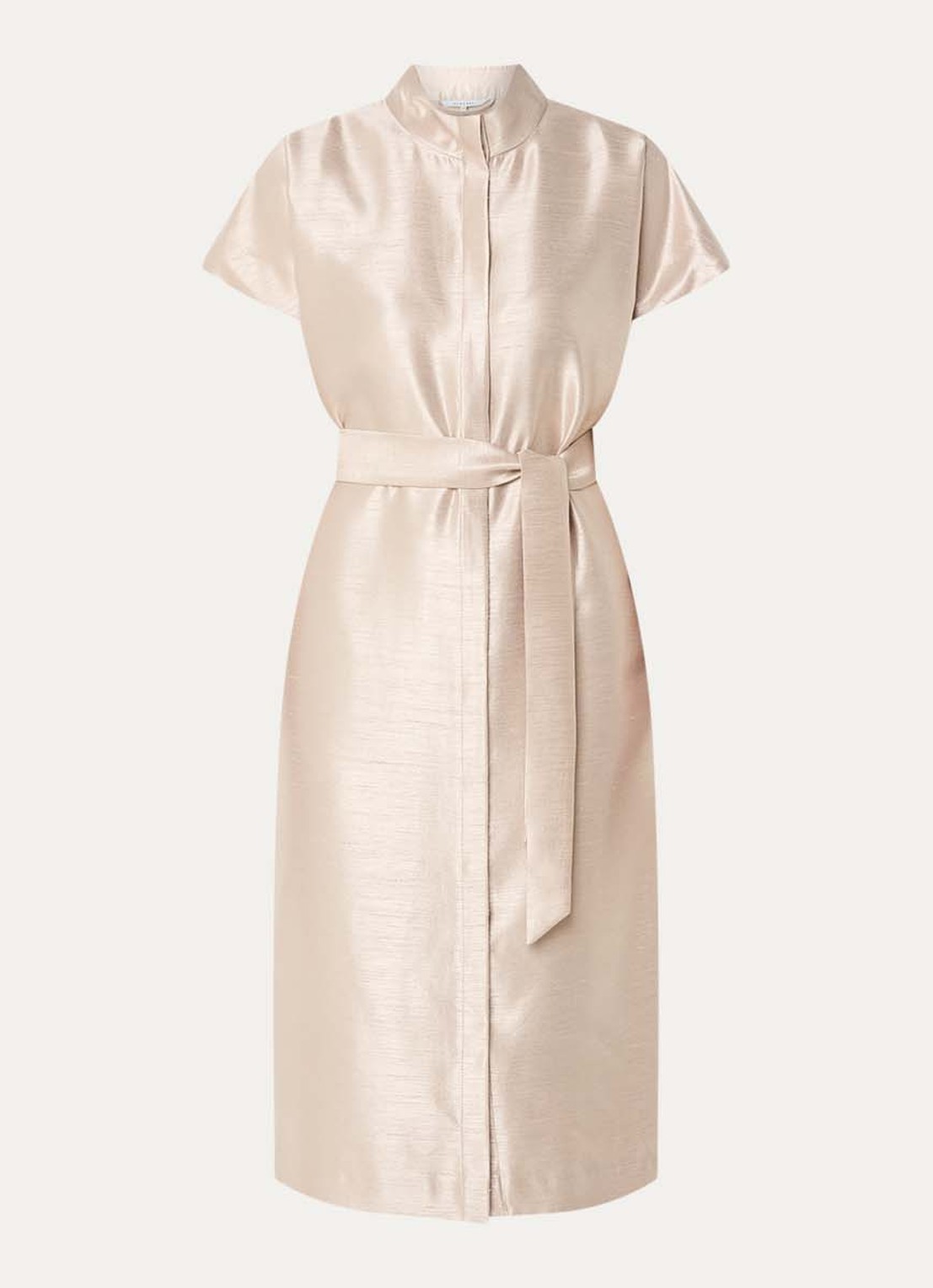 Xandres Koji midi blousejurk met metallic finish - voorkant beige