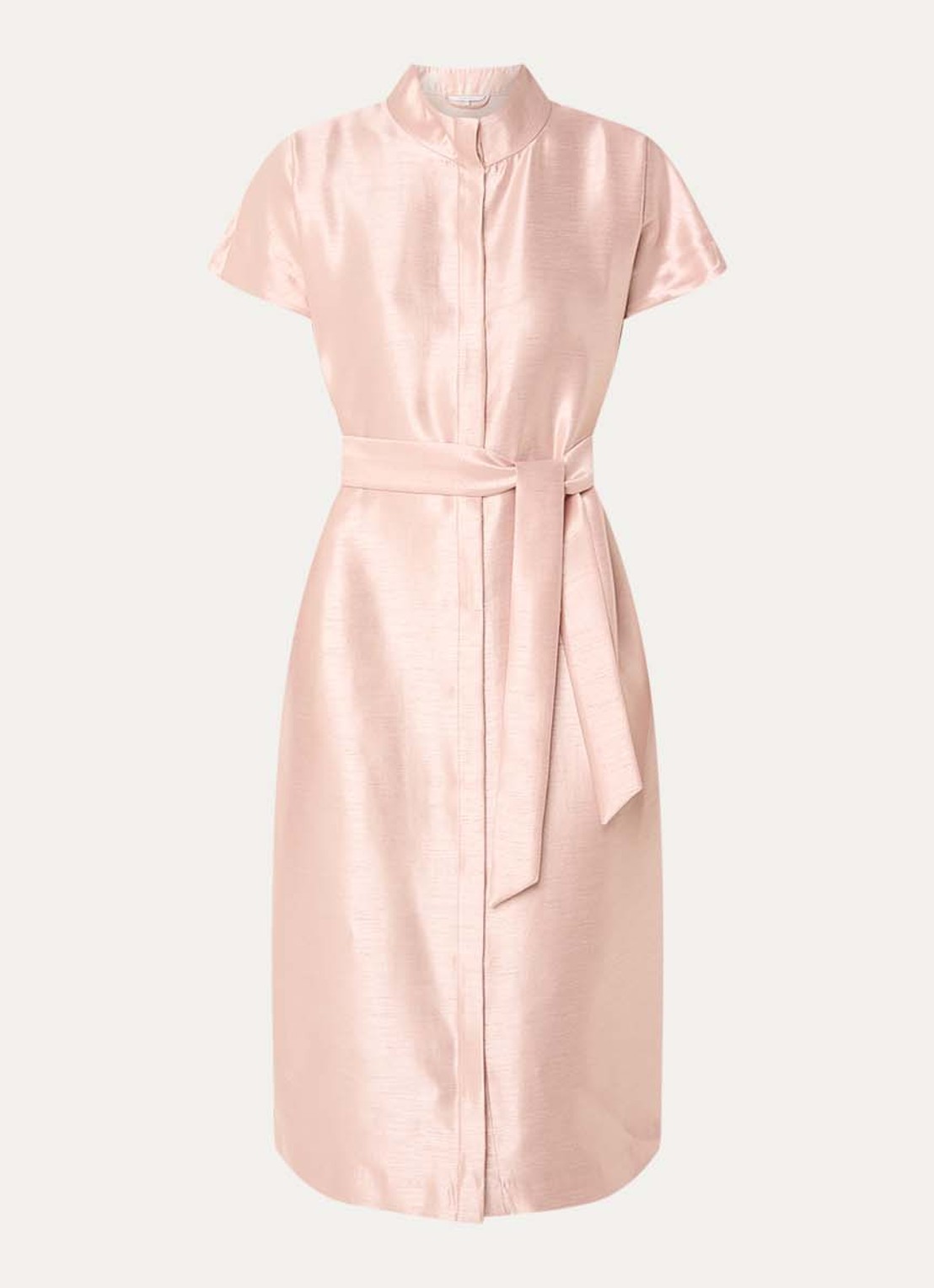 Xandres Koji midi blousejurk met metallic finish - voorkant 3 zalmroze