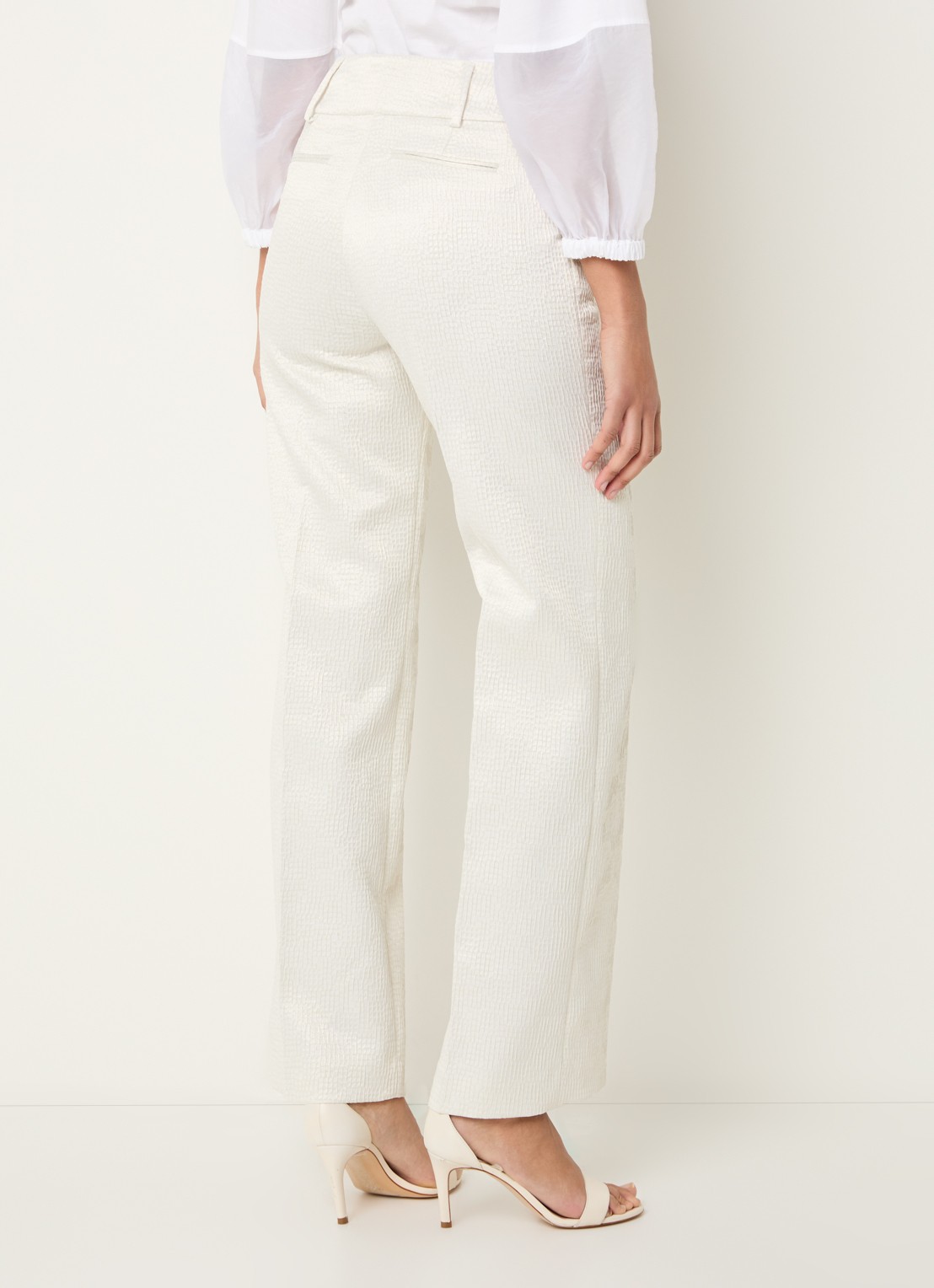 Xandres Panchita high waist straigt fit broek met lurex - achterkant 4 ivoor