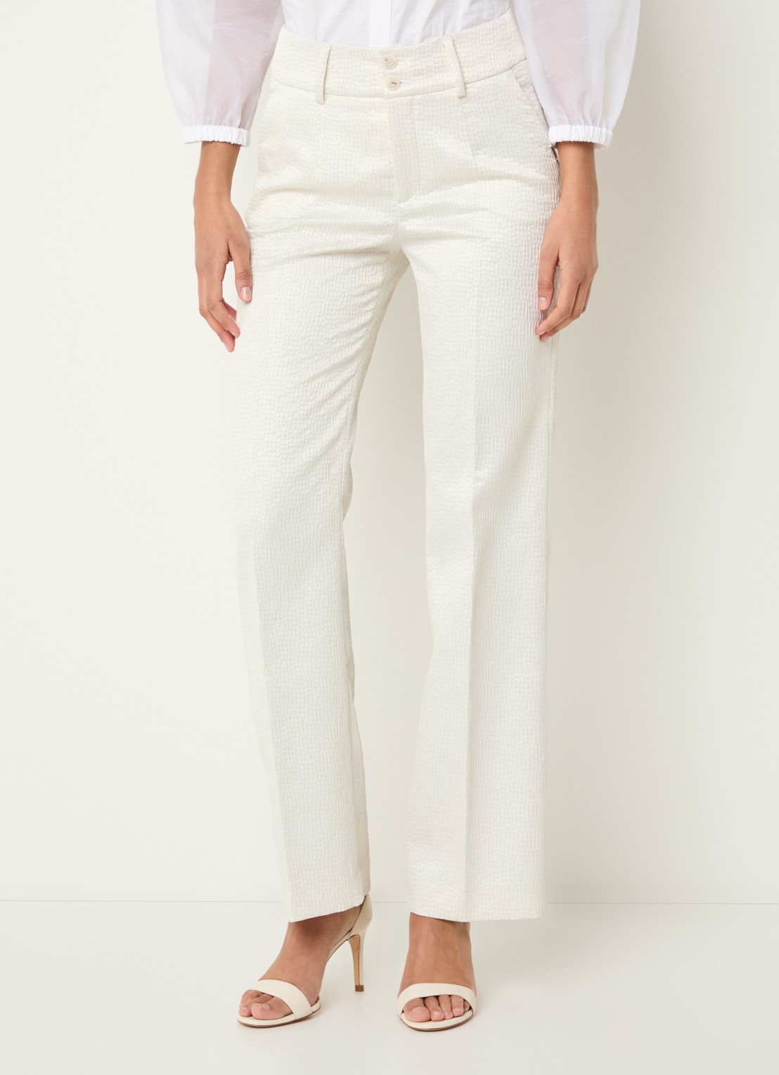 Xandres Panchita high waist straigt fit broek met lurex - detail 3 ivoor