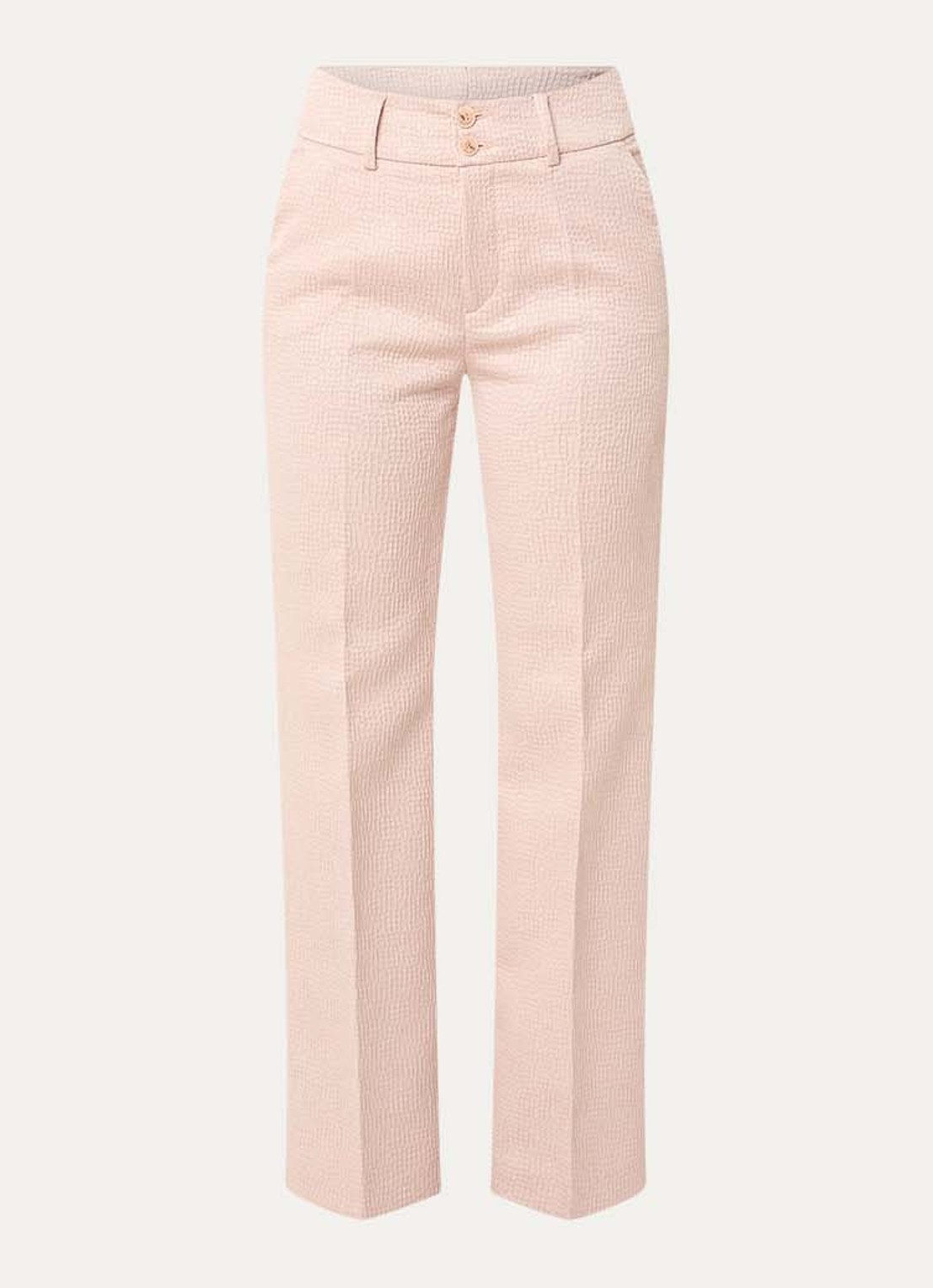 Xandres Panchita high waist straigt fit broek met lurex - voorkant 2 zalmroze