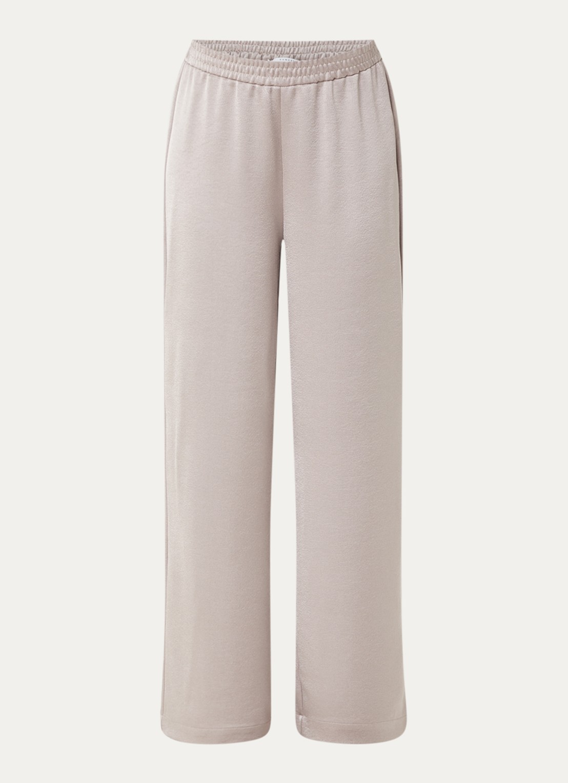 Xandres Paolo high waist wide fit broek van satijn - voorkant creme