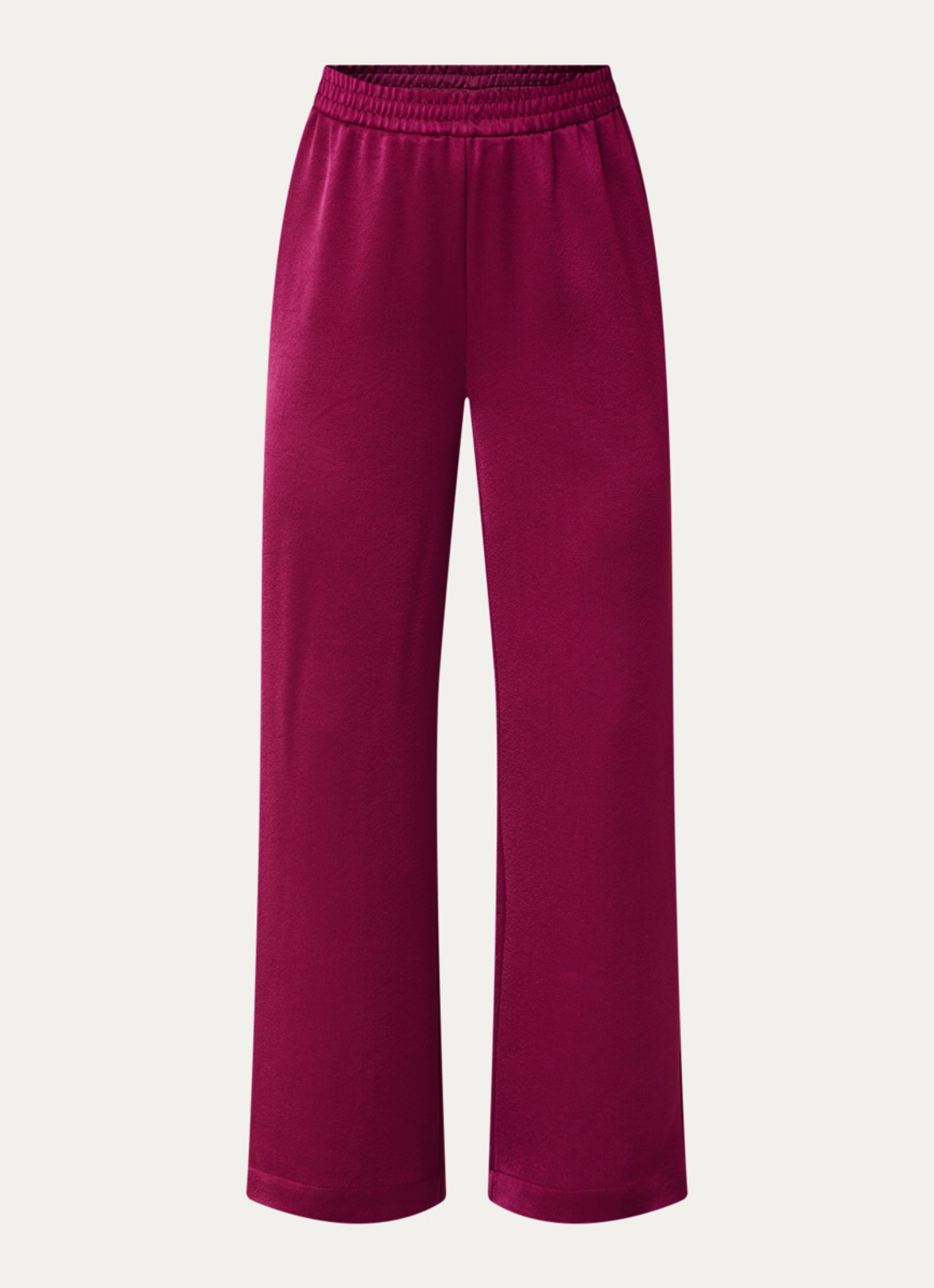 Xandres Paolo high waist wide fit broek van satijn - voorkant 3 aubergine