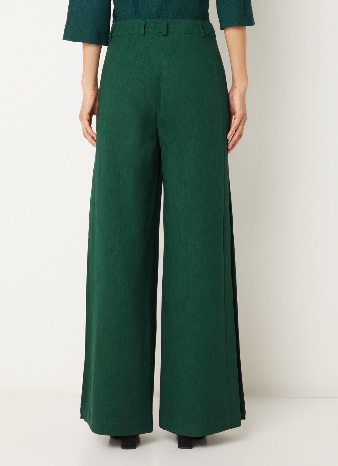 Xandres Patrizie high waist wide fit pantalon met steekzakken - achterkant 3 groen