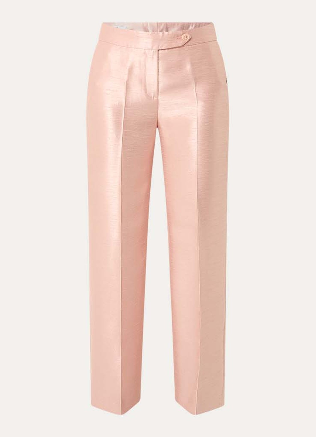 Xandres Peyvin high waist wide leg pantalon met metallic finish - voorkant 3 zalmroze