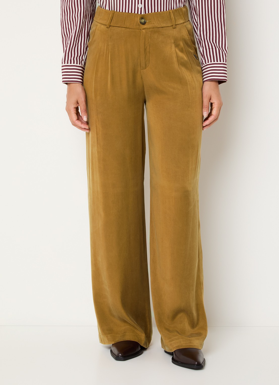 Xandres Phia high waist loose fit pantalon met steekzakken - detail 3 mosterd