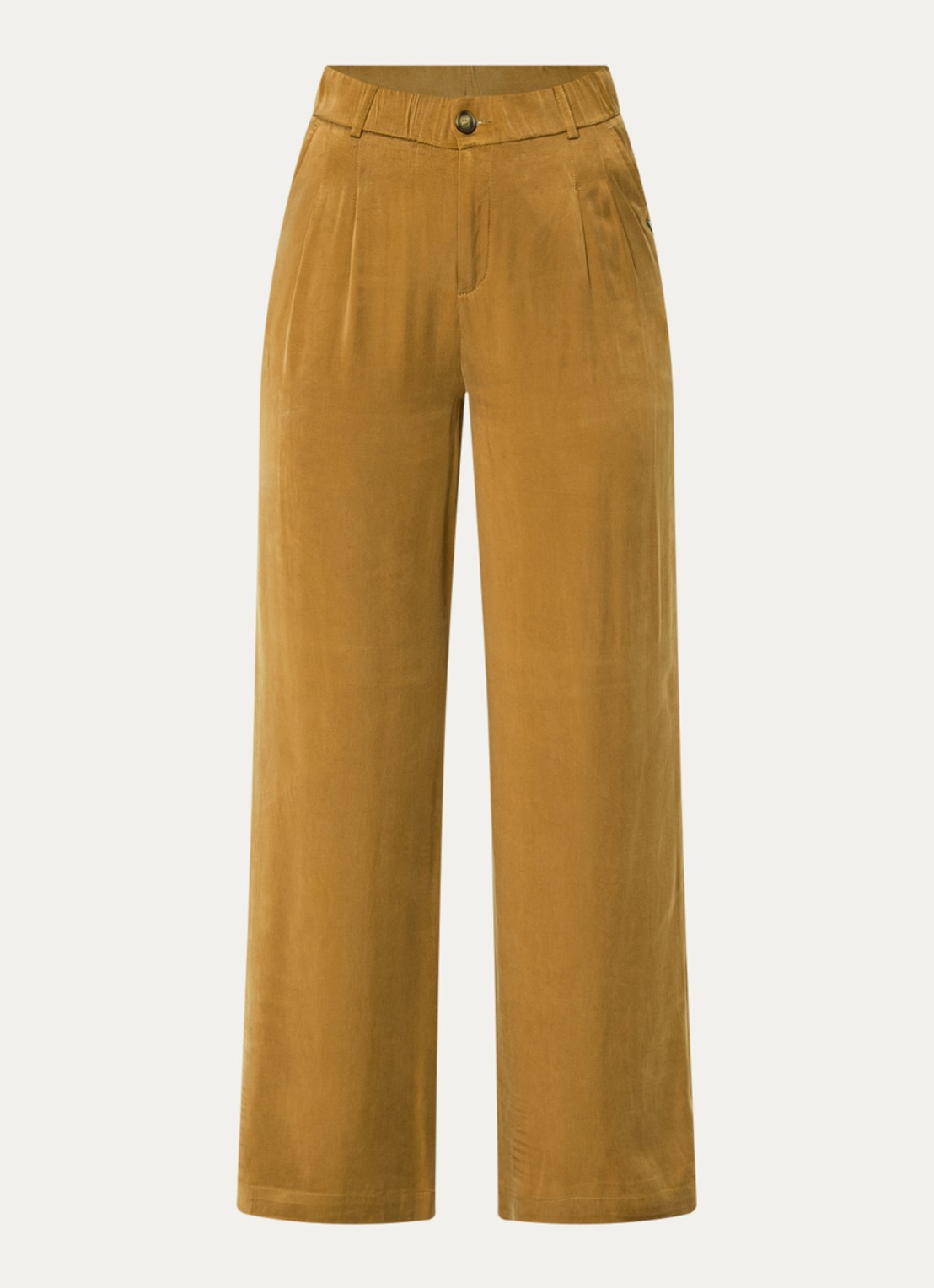 Xandres Phia high waist loose fit pantalon met steekzakken - voorkant mosterd