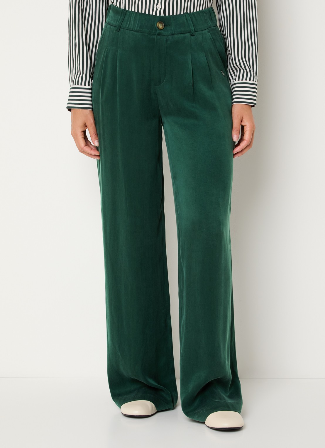 Xandres Phia high waist loose fit pantalon met steekzakken - detail 2 groen