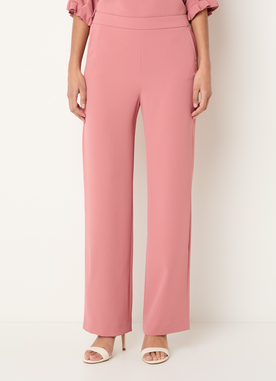 Xandres Phocas high waist straight fit pantalon met steekzakken - detail 4 koraal