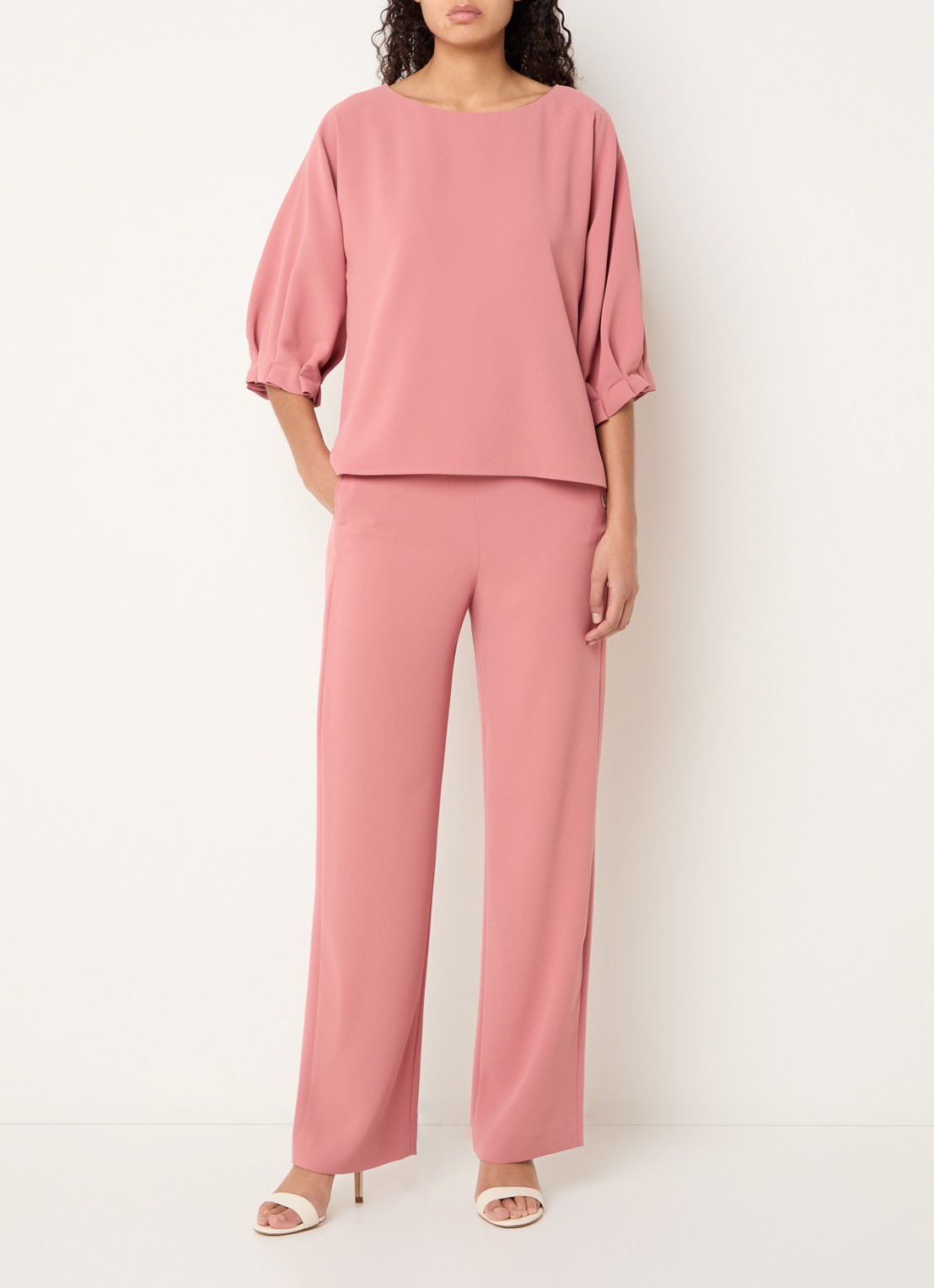 Xandres Phocas high waist straight fit pantalon met steekzakken - voorkant 3 koraal