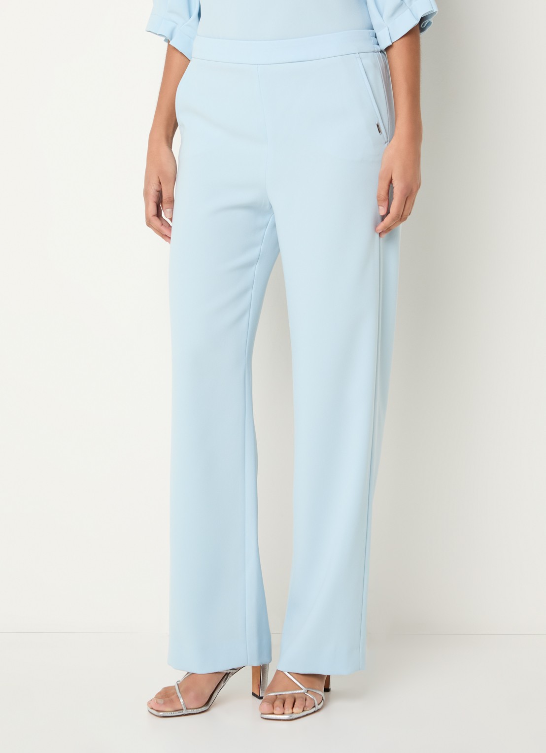 Xandres Phocas high waist straight fit pantalon met steekzakken - detail 4 lichtblauw