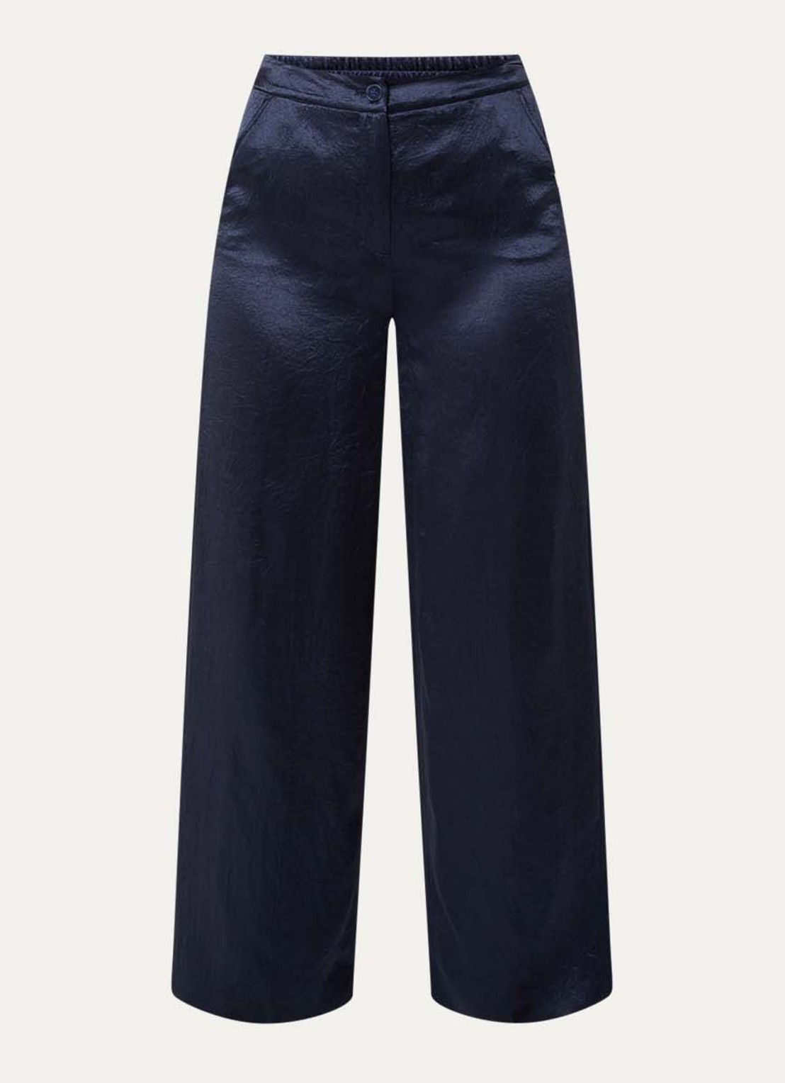 Xandres Phocos high waist straight fit pantalon met metallic finish - voorkant 2 donkerblauw