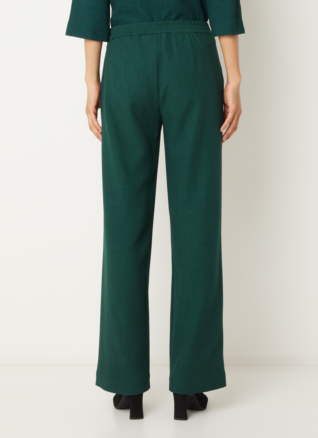 Xandres Phocus high waist wide fit pantalon met steekzakken - achterkant 4 groen