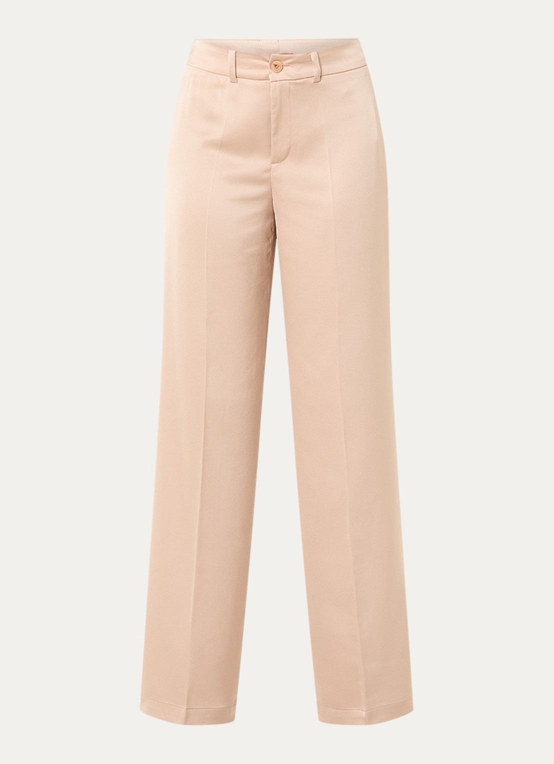 Xandres Puko mid waist straight fit pantalon van satijn - voorkant goud