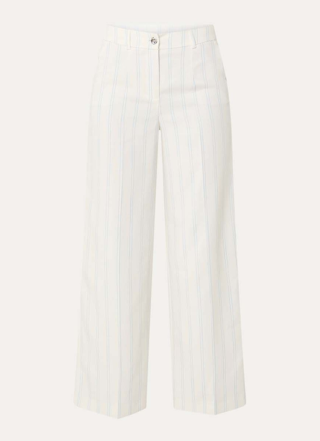 Xandres Punch high waist straight fit pantalon met krijtstreep - voorkant 2 gebroken wit