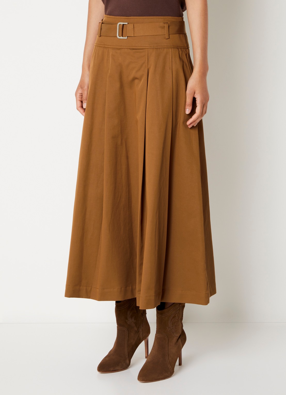 Xandres Raky maxi rok met ceintuur - detail 3 roestbruin