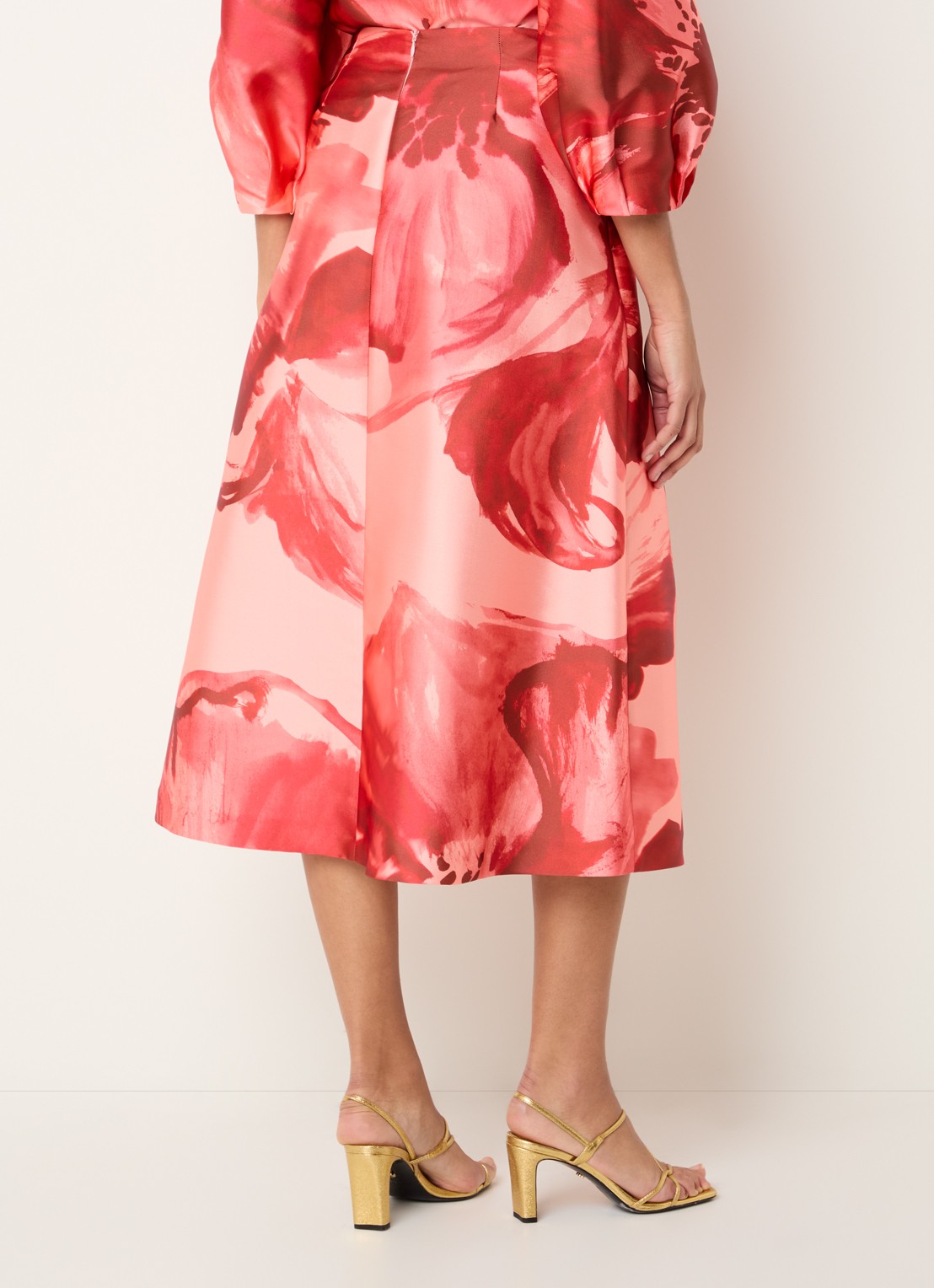 Xandres Rayma midi A-lijn rok met bloemenprint - achterkant 3 rood