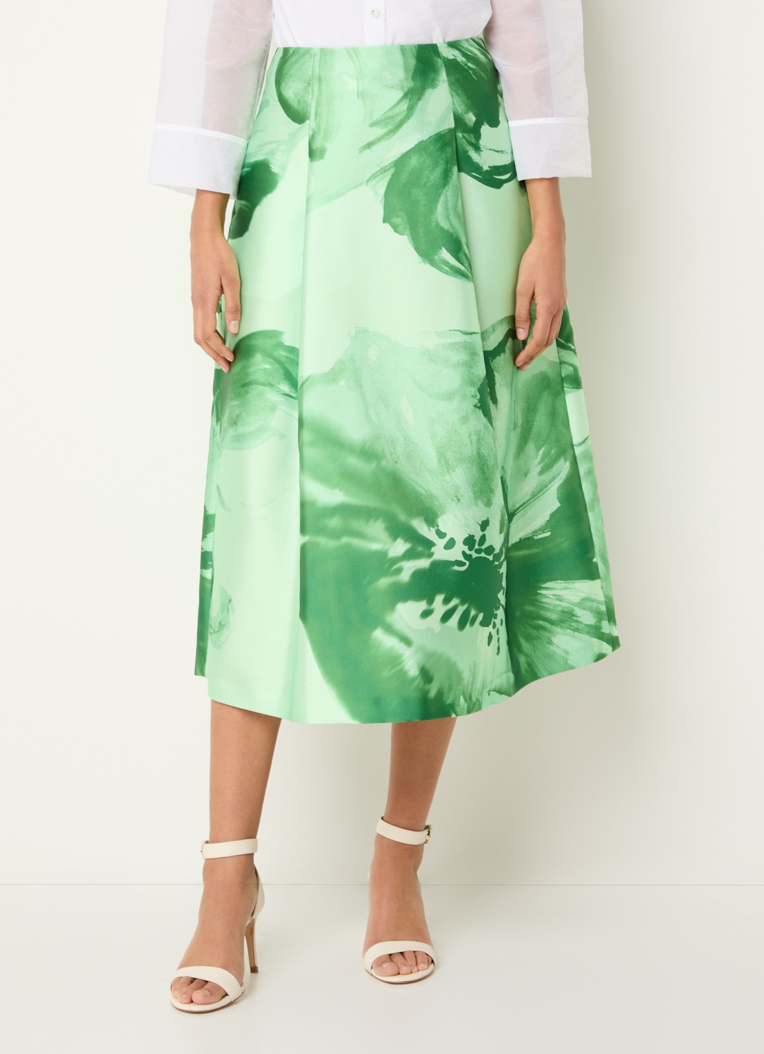 Xandres Rayma midi A-lijn rok met bloemenprint - detail 2 groen