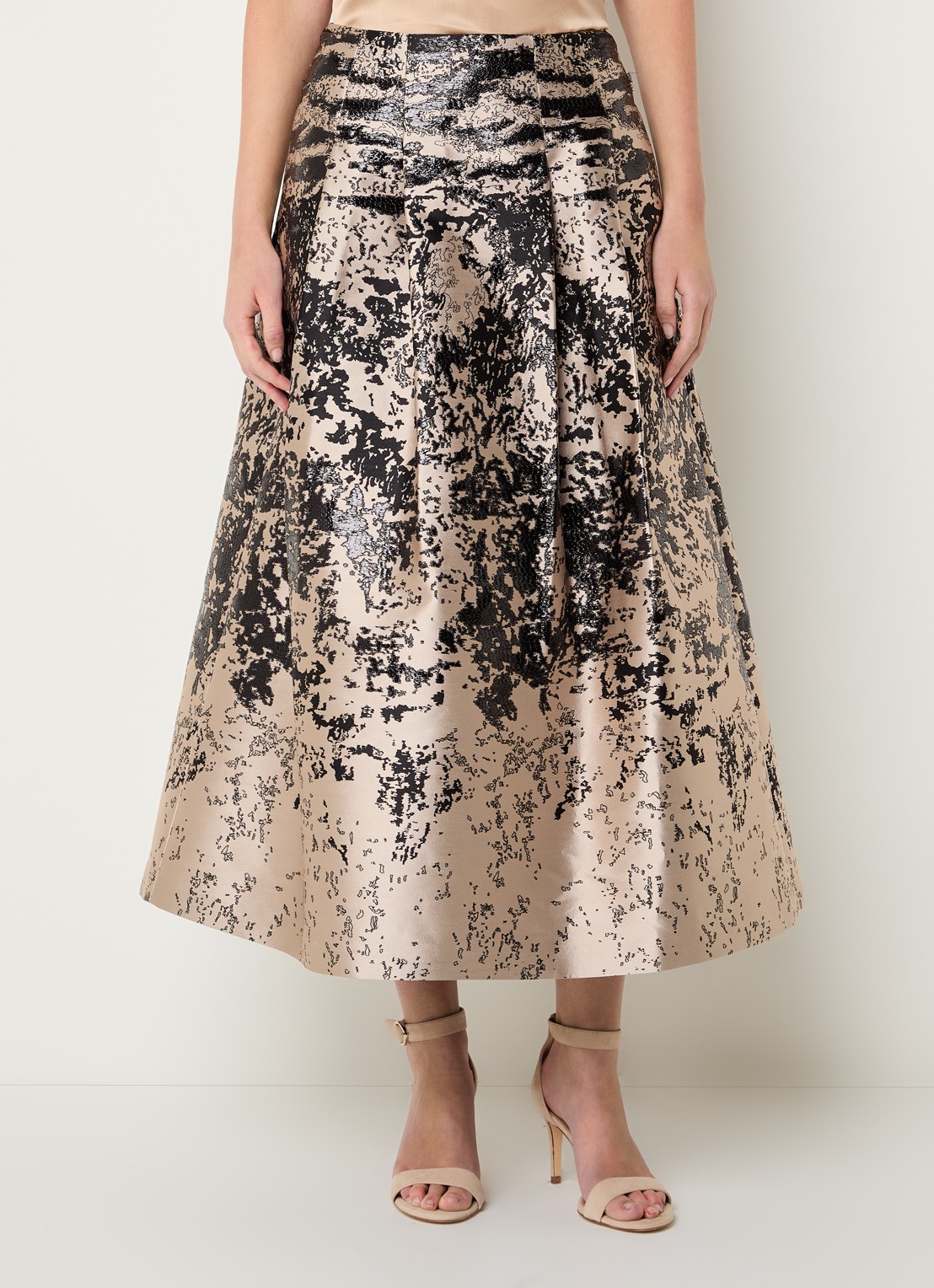 Xandres Renoir maxi A-lijn rok met jacquard dessin - achterkant 4 creme