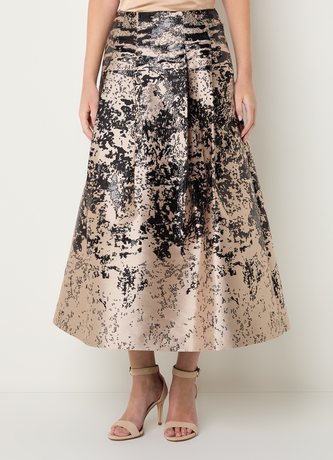 Xandres Renoir maxi A-lijn rok met jacquard dessin - detail 3 creme