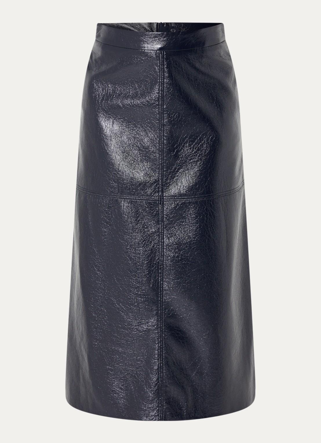 Xandres Rheya midi rok van imitatieleer met steekzakken - voorkant 2 donkerblauw