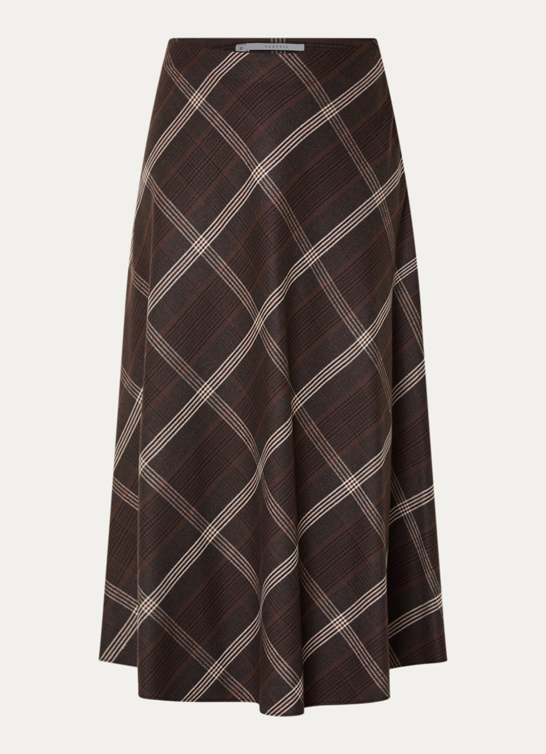Xandres Rocio midi rok met ruikdessin - voorkant 3 bruin