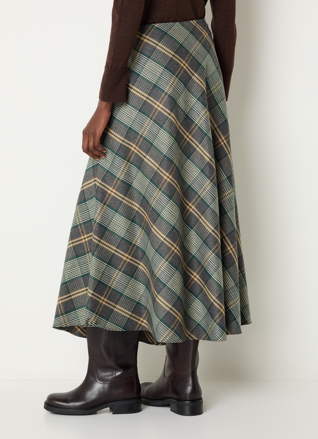 Xandres Rocio midi rok met ruitdessin - achterkant 3 groen