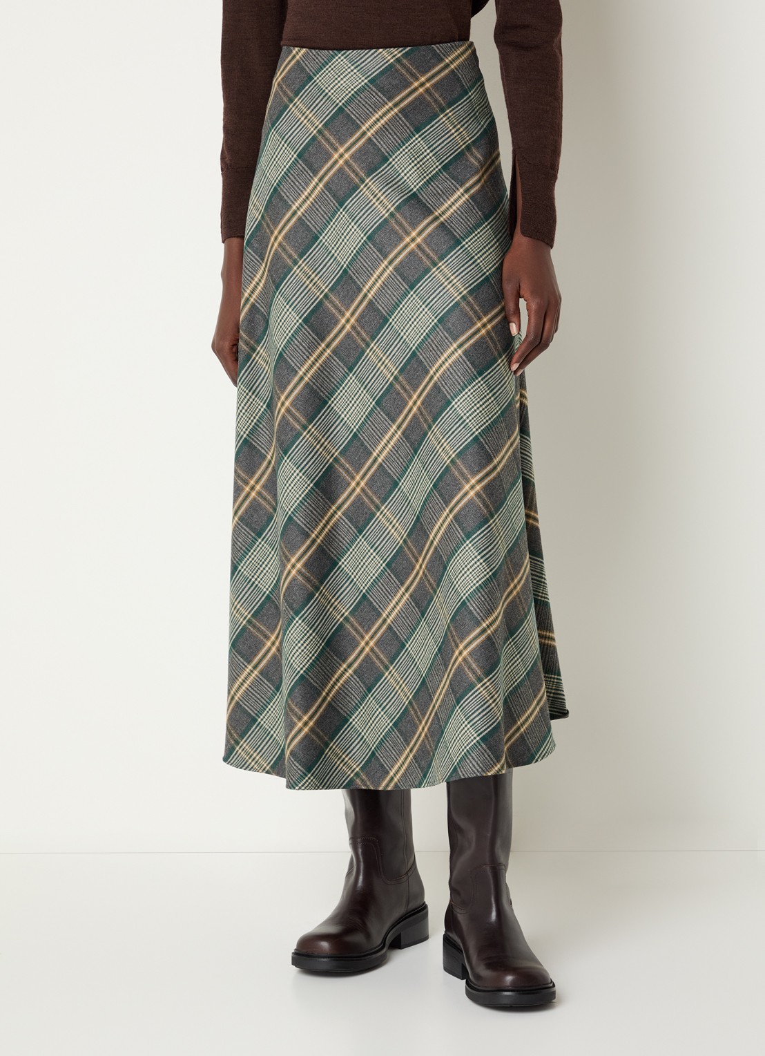 Xandres Rocio midi rok met ruitdessin - detail 4 groen