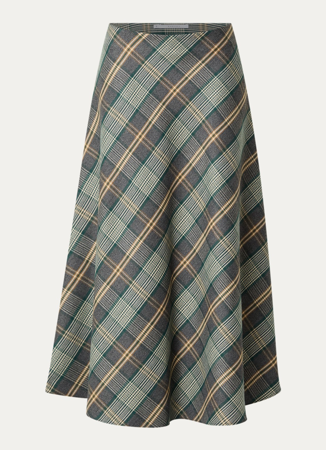 Xandres Rocio midi rok met ruitdessin - voorkant groen