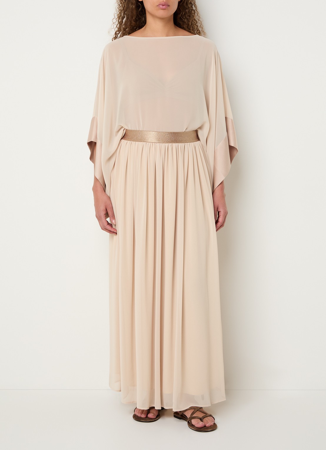 Xandres Roosa maxi A-lijn rok  - voorkant 3 beige