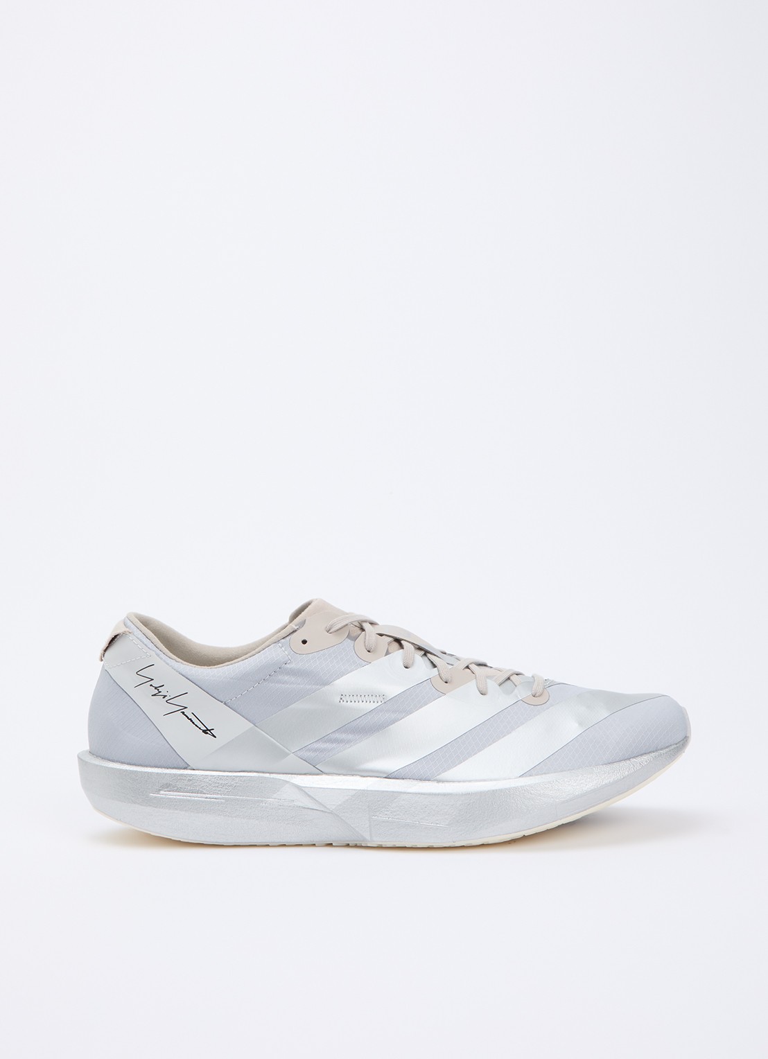 Y-3 Adios 9 sneaker van mesh met metallic details - voorkant grijs