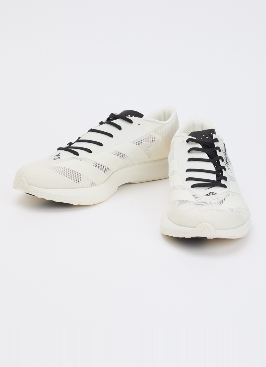 Y-3  Adizero RC6 sneaker van mesh met logo - detail gebroken wit