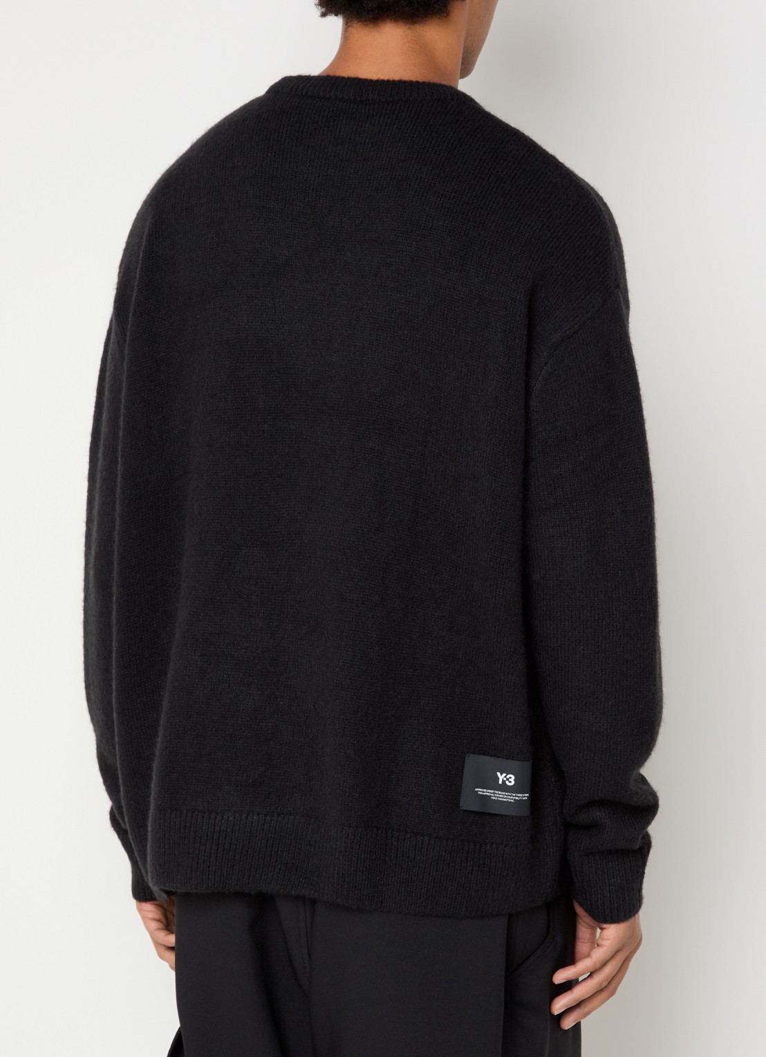 Y-3 Grofgebreide trui in wolblend met print - achterkant 4 zwart