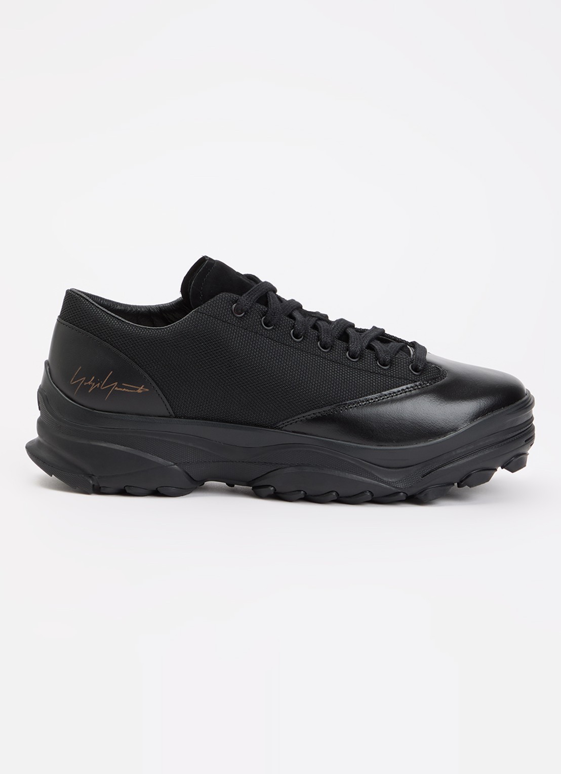 Y-3 GSG9 LOW sneaker van leer met suède bovenwerk - voorkant 5 zwart