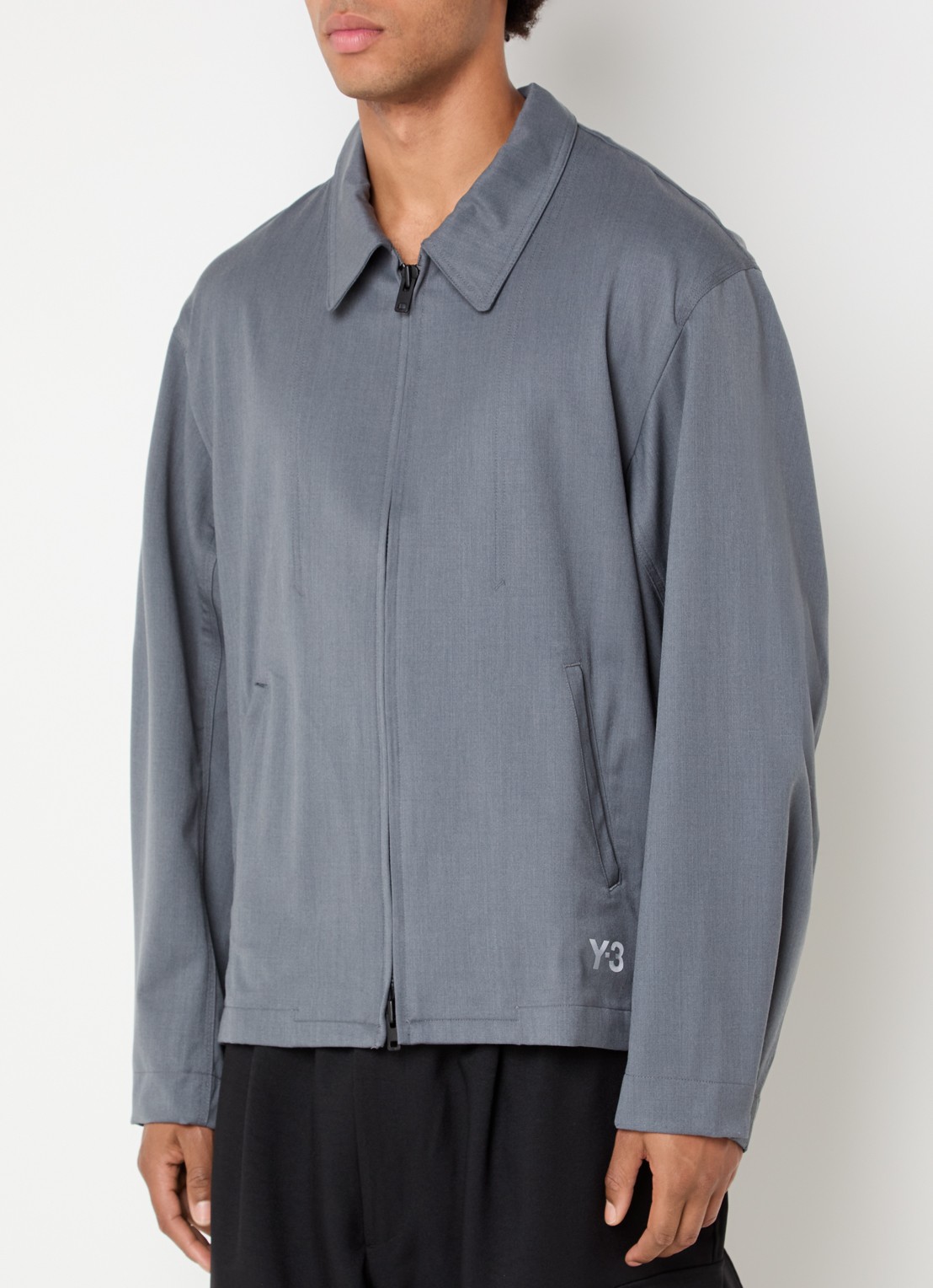 Y-3 Jack in wolblend met steekzakken - detail grijs