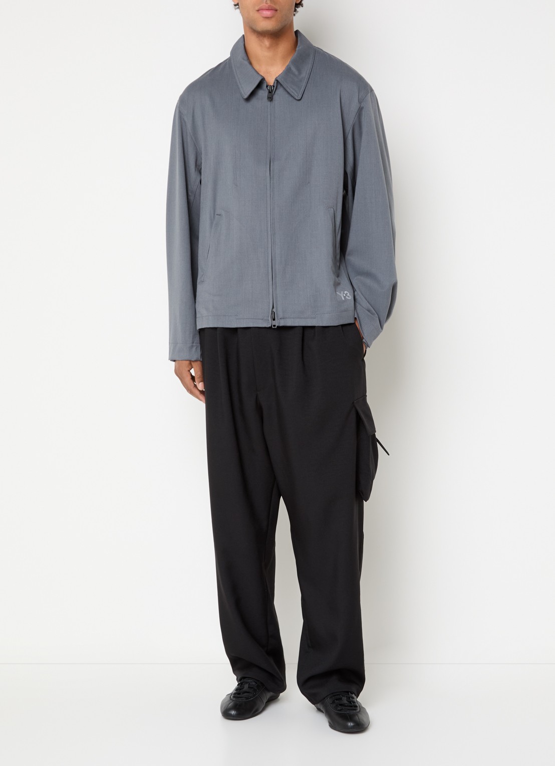 Y-3 Jack in wolblend met steekzakken - voorkant 3 grijs